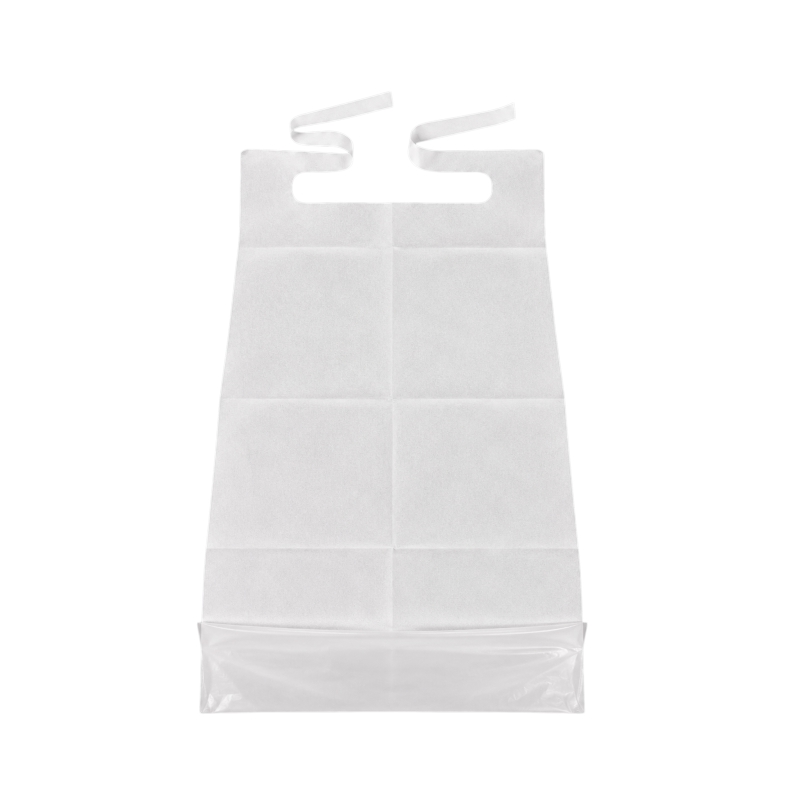 Schutzlätzchen mir Auffangtasche, saugfähige Tissue-Papier Beschichtung mit Bindeband, (50 Stück)